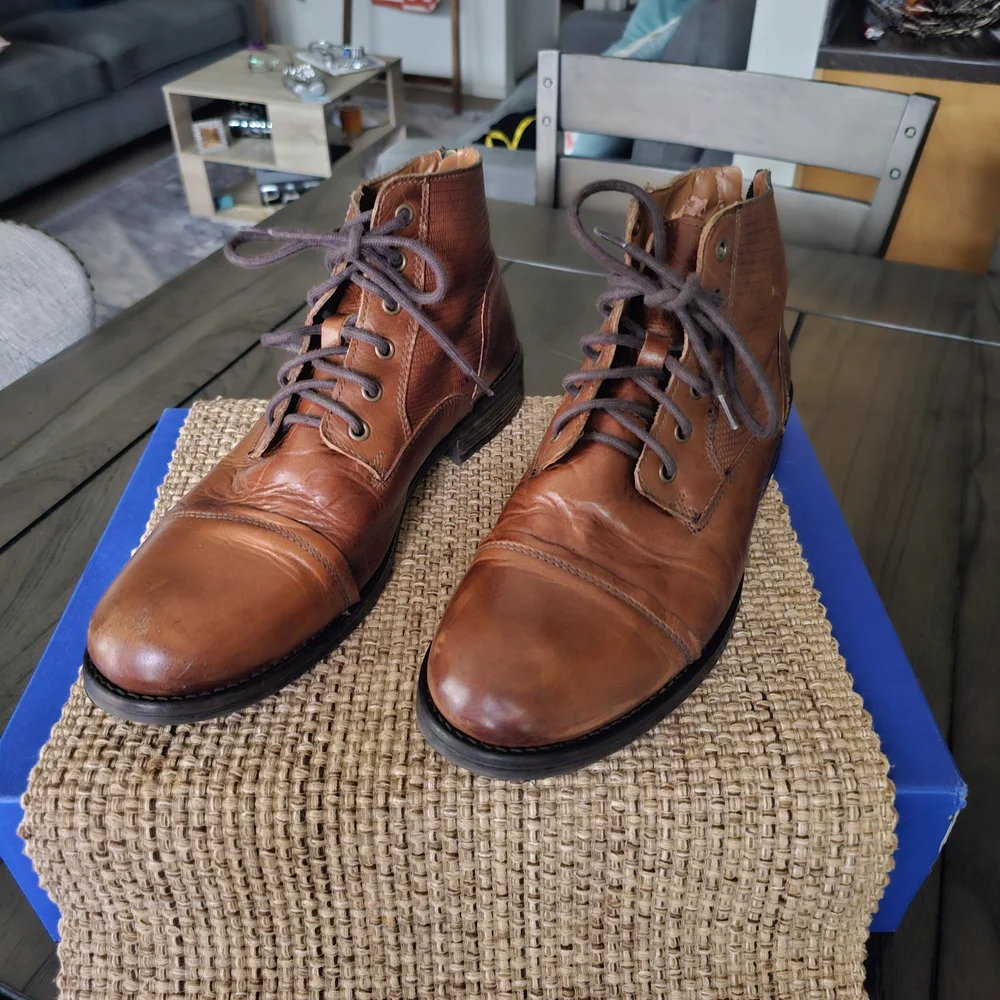 Aldo Men's Tan Leather Lace-Up Boots